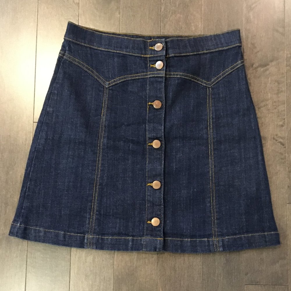 H&M Short Denim Skirt with Gold Buttons in Front